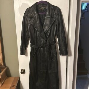 Leather trench coat